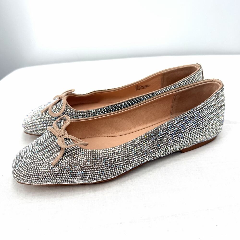 MATISSE Roxy Rhinestone Embellished Ballet Flats Square Toe Womens 8 - Picture 3 of 7